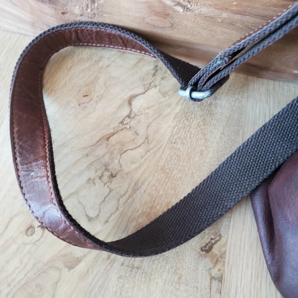 Jack Georges Voyager Zipper Leather Hobo Crossbody #7832 Square Med Bag Brown - Picture 5 of 13